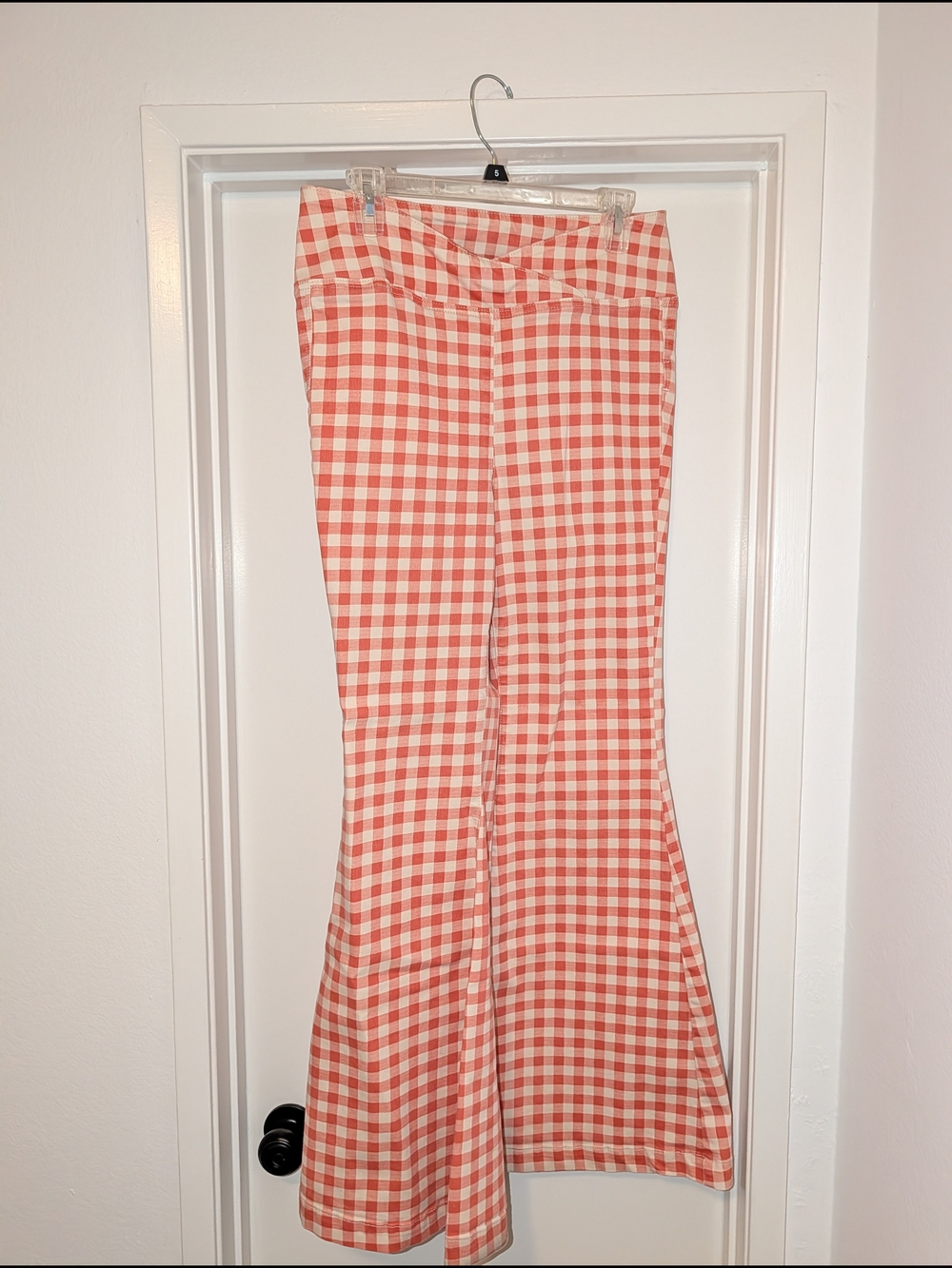 We The Free Orange & White Gingham Boot Cut Pants
